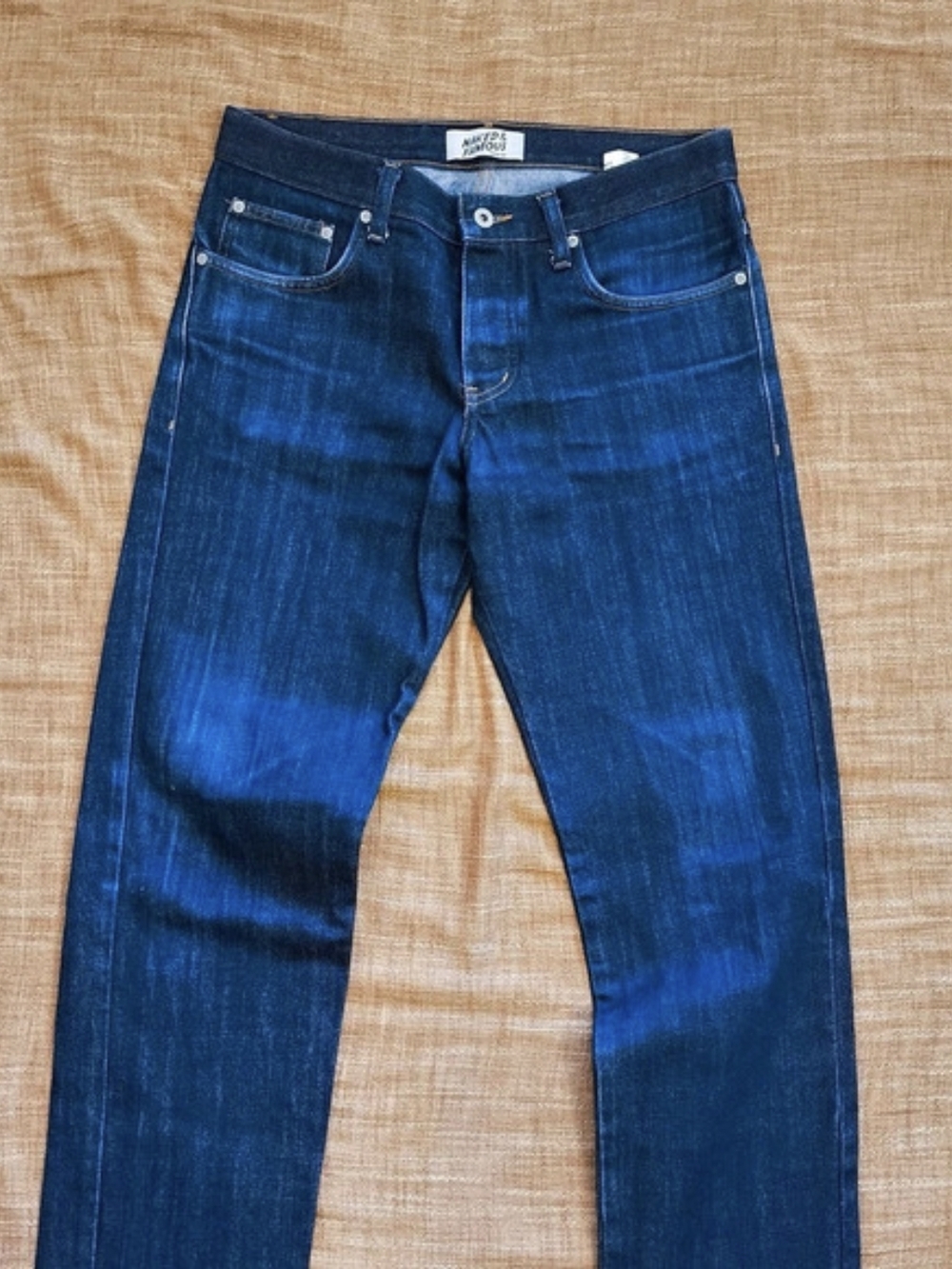 Naked & Famous Denim Slim Guy 1x82 Straight Leg Jeans Dry Indigo Slub Size 32x30